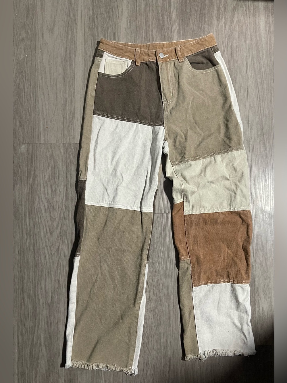 Women’s Patchwork Pants in Brown & Cream